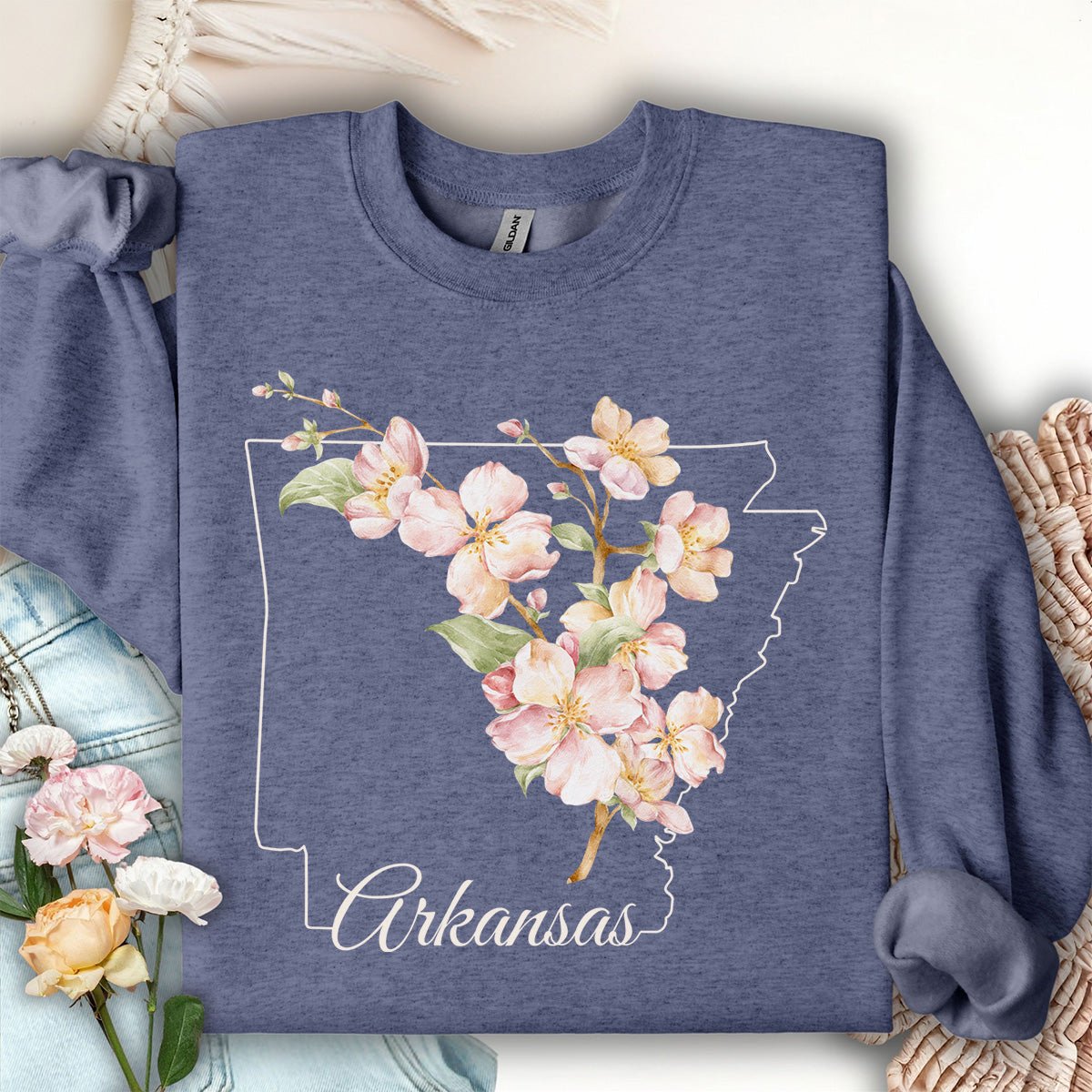 Arkansas State Flower Sweatshirt - Apple Blossom