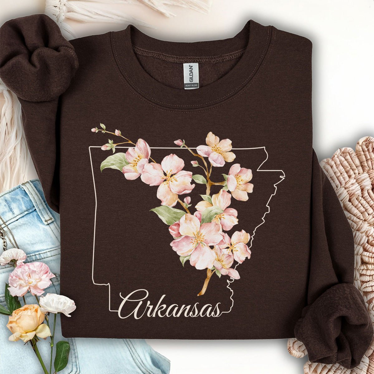 Arkansas State Flower Sweatshirt - Apple Blossom