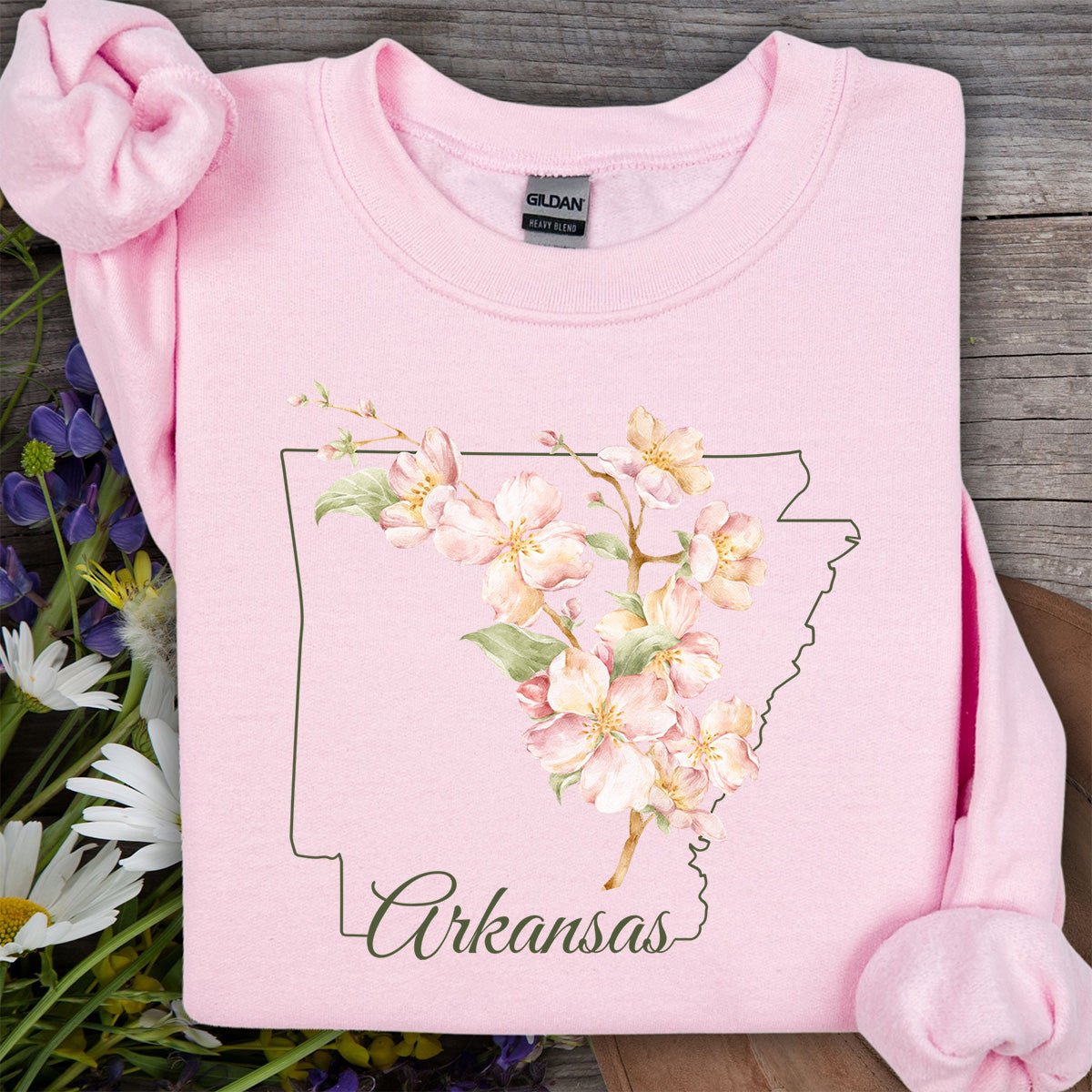 Arkansas State Flower Sweatshirt - Apple Blossom