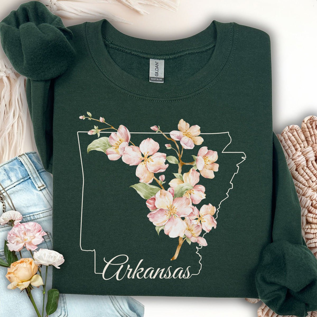 Arkansas State Flower Sweatshirt - Apple Blossom