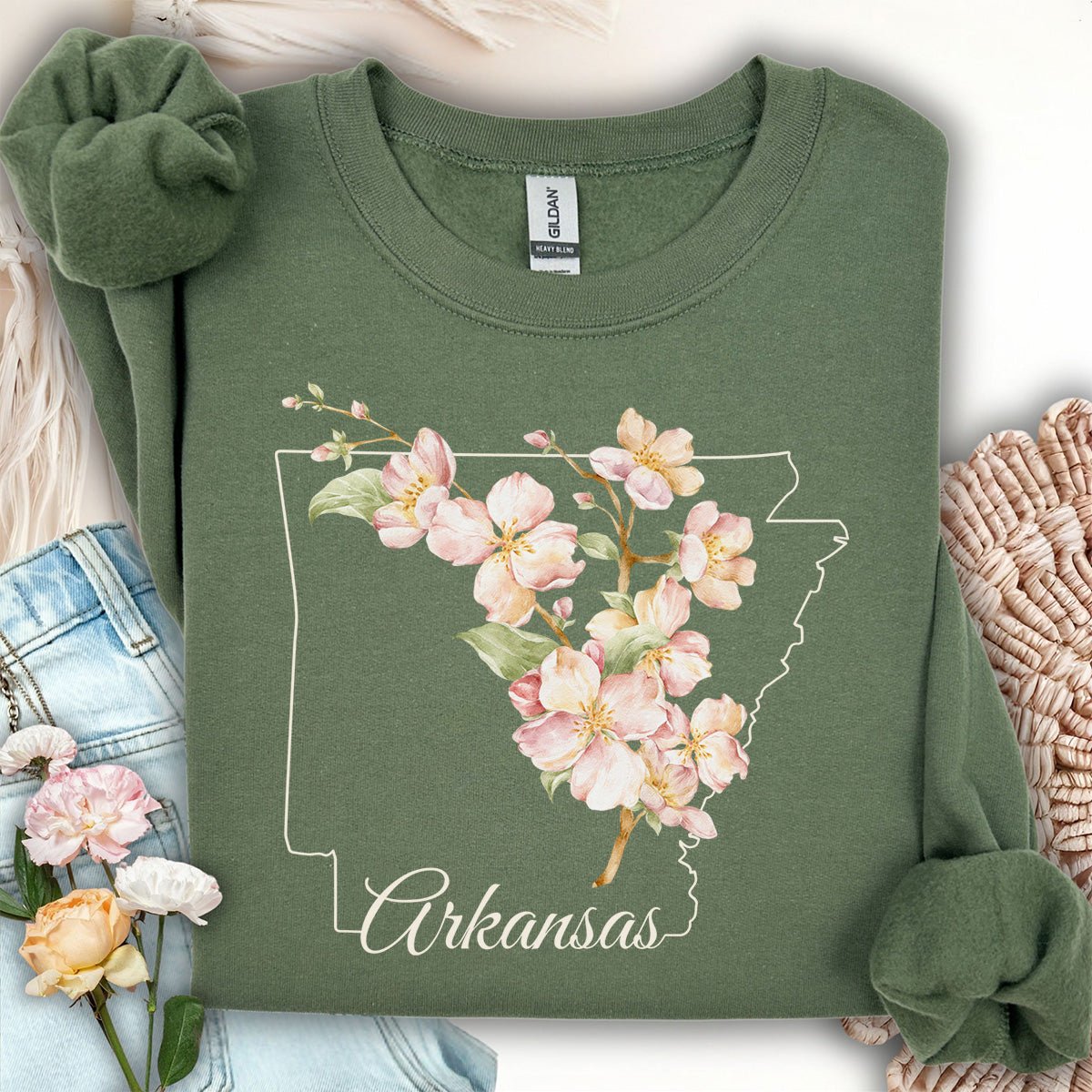 Arkansas State Flower Sweatshirt - Apple Blossom