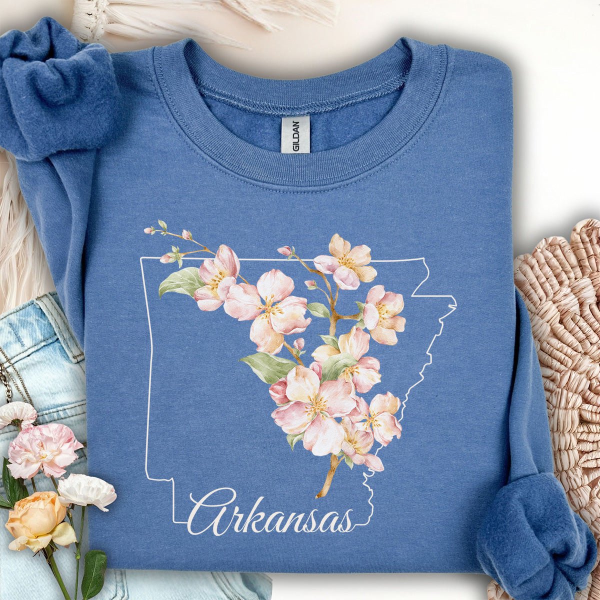 Arkansas State Flower Sweatshirt - Apple Blossom