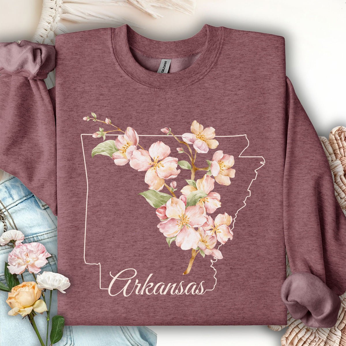 Arkansas State Flower Sweatshirt - Apple Blossom