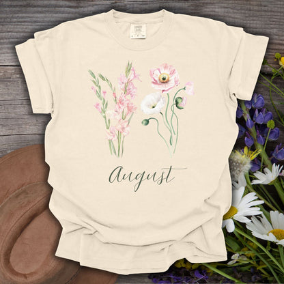 August Birth Month Flower T-Shirt - Gladiolus & Poppy