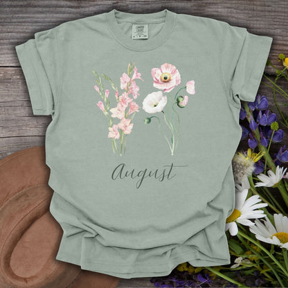 August Birth Month Flower T-Shirt - Gladiolus & Poppy