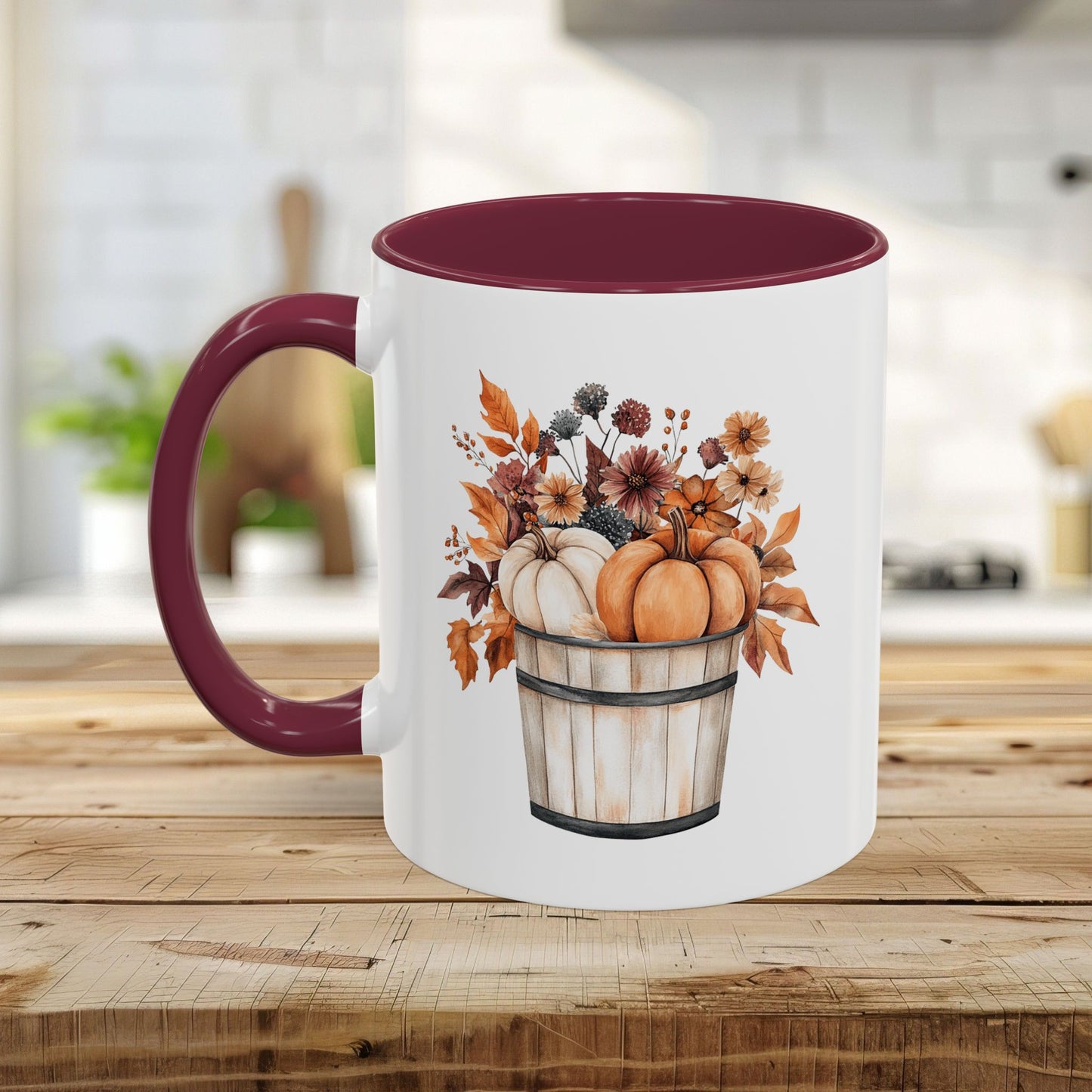Autumn Basket with Pumpkins & Flowers Mug (11/15oz)
