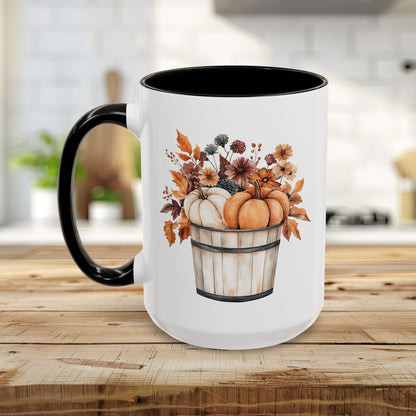 Autumn Basket with Pumpkins & Flowers Mug (11/15oz)