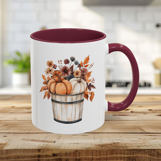 Autumn Basket with Pumpkins & Flowers Mug (11/15oz)