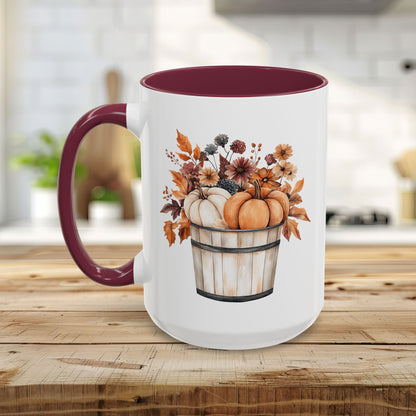 Autumn Basket with Pumpkins & Flowers Mug (11/15oz)