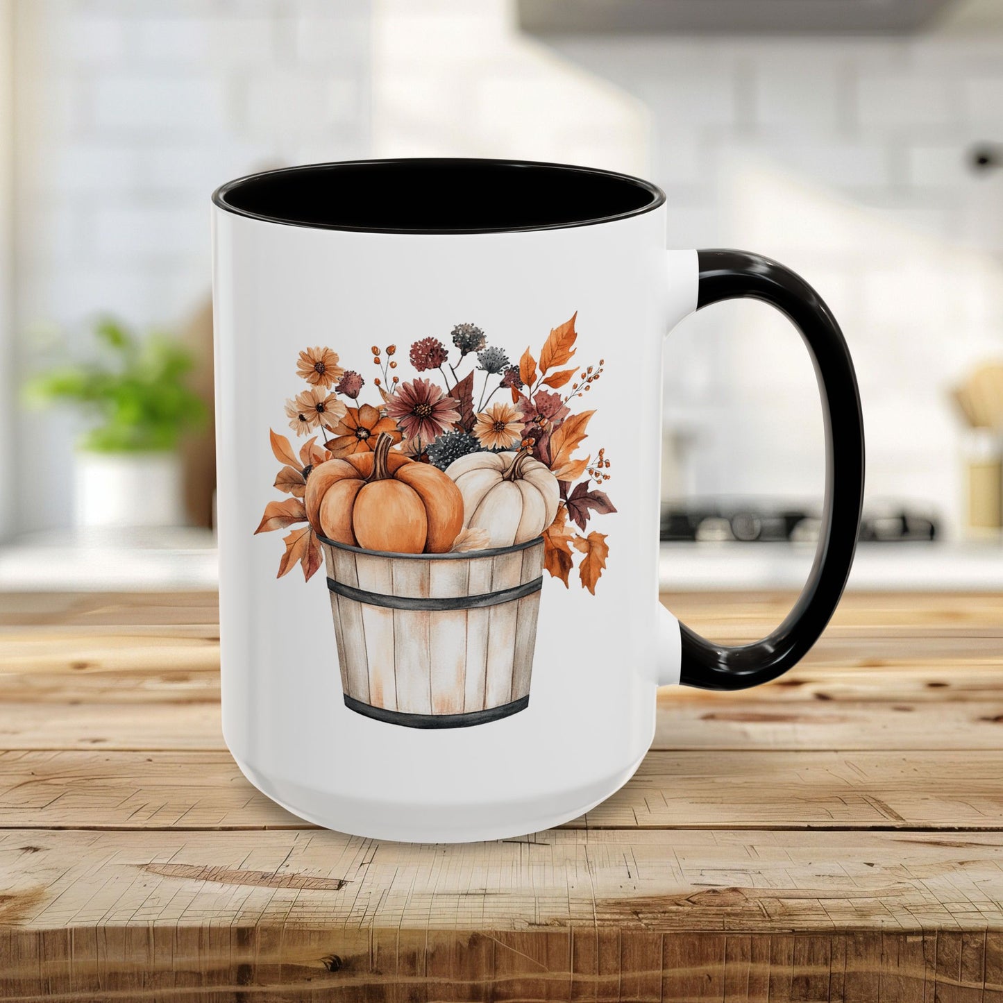 Autumn Basket with Pumpkins & Flowers Mug (11/15oz)