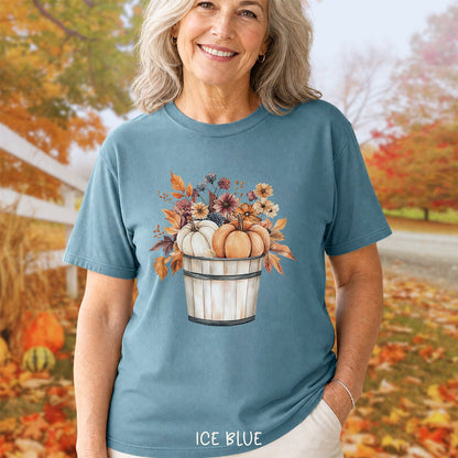 Autumn Basket with Pumpkins & Flowers T-Shirt
