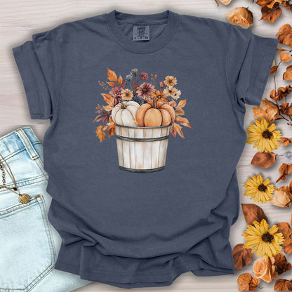 Autumn Basket with Pumpkins & Flowers T-Shirt