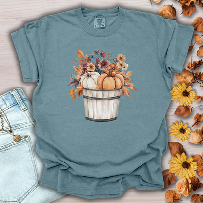 Autumn Basket with Pumpkins & Flowers T-Shirt