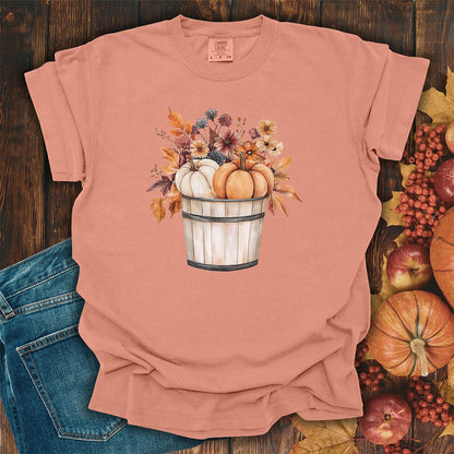 Autumn Basket with Pumpkins & Flowers T-Shirt