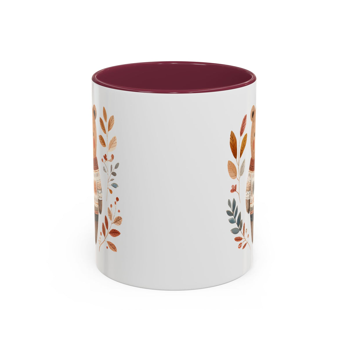 Autumn Bear in Sweater with Foliage Mug (11/15oz)