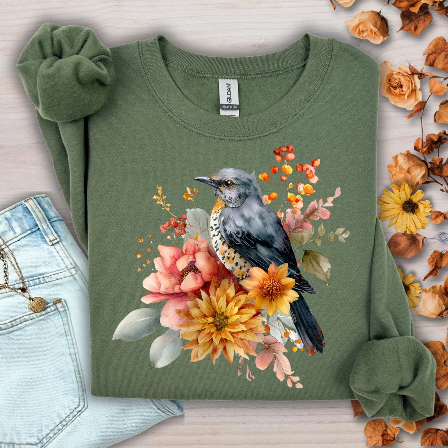 Autumn Blue Bird Sweatshirt