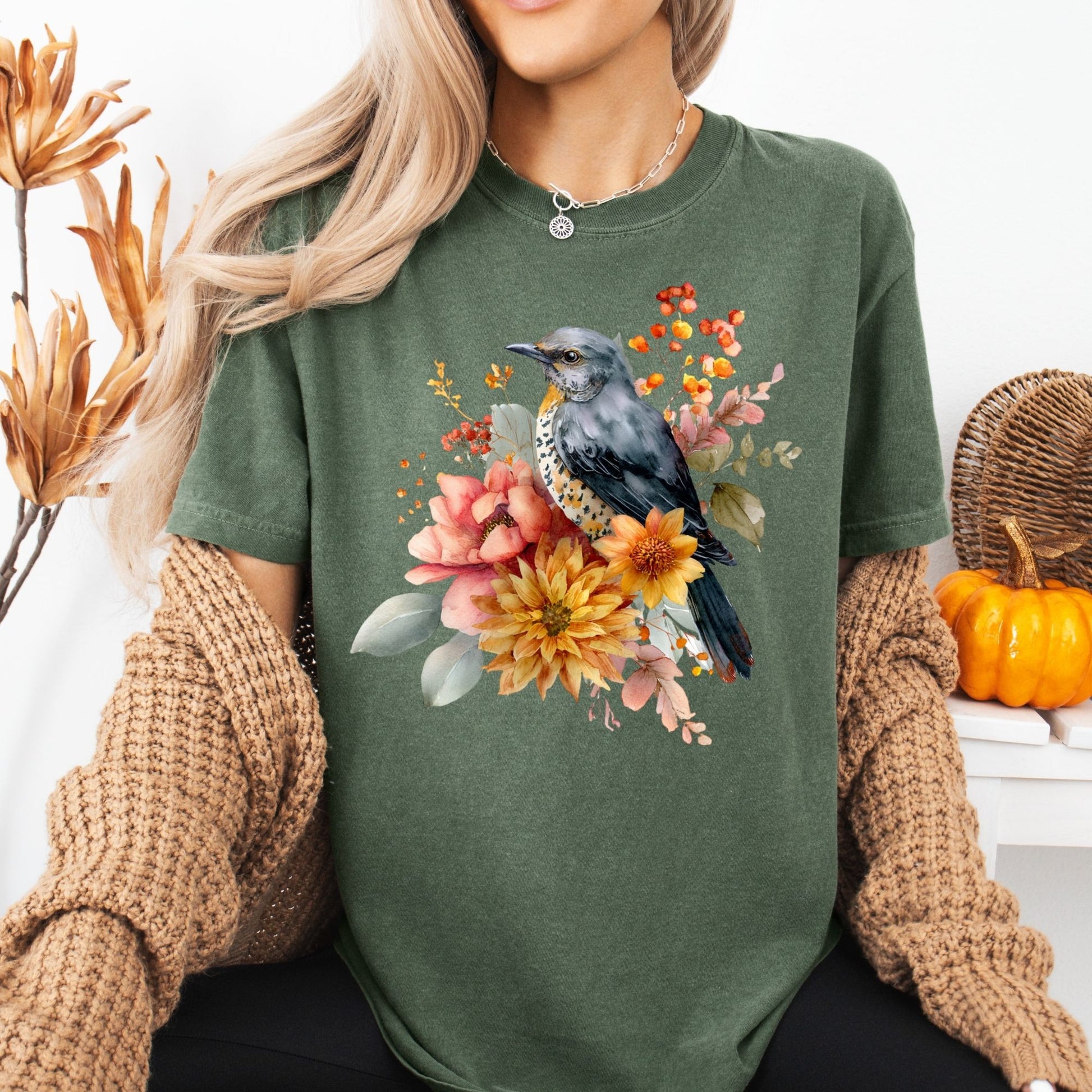 Autumn Blue Bird T-Shirt