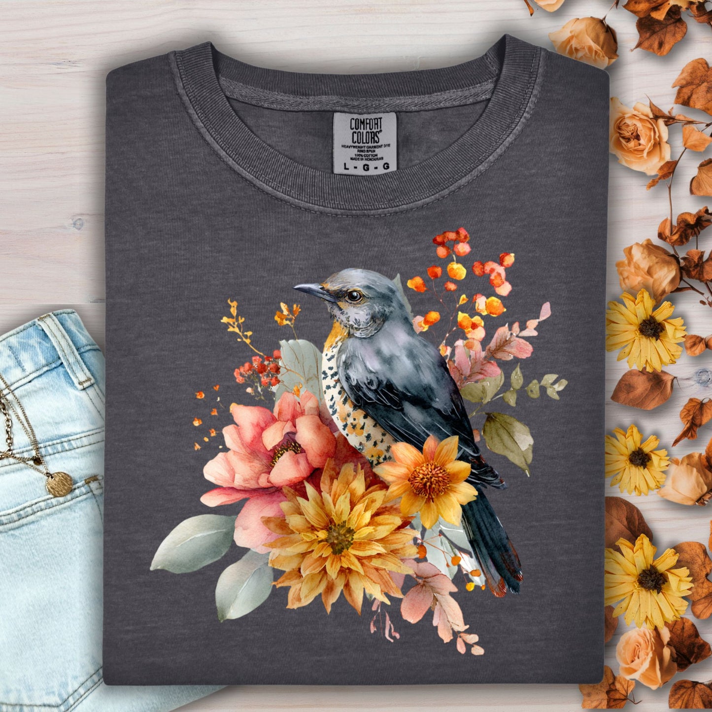 Autumn Blue Bird T-Shirt