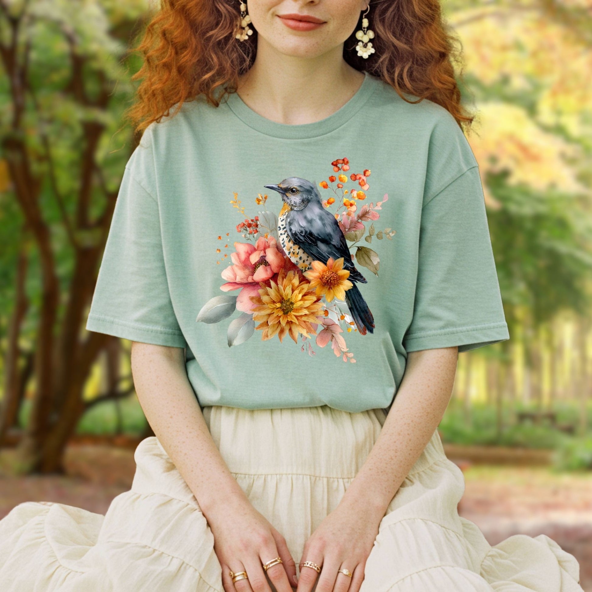 Autumn Blue Bird T-Shirt