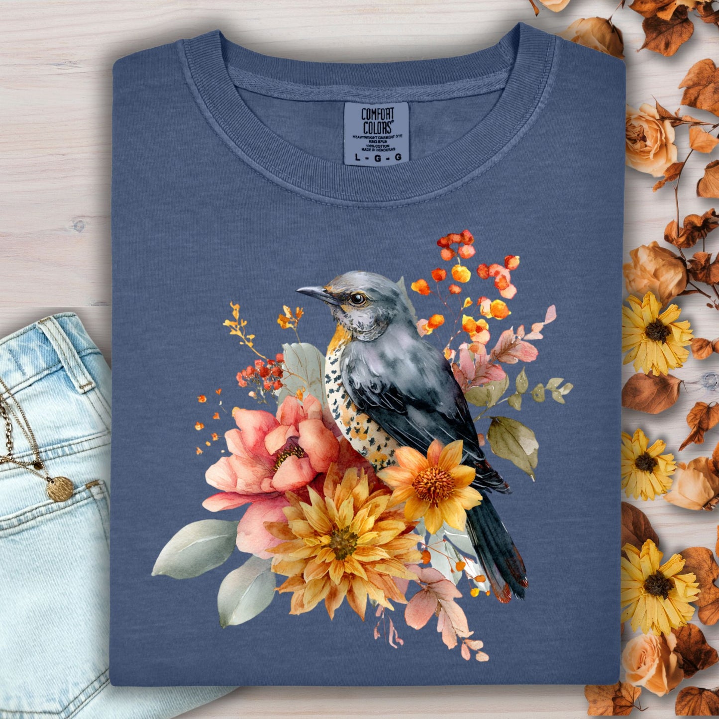 Autumn Blue Bird T-Shirt