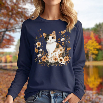 Autumn Calico Cat Long Sleeve Tee