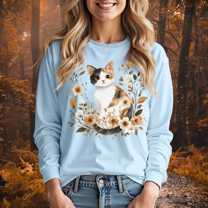 Autumn Calico Cat Long Sleeve Tee