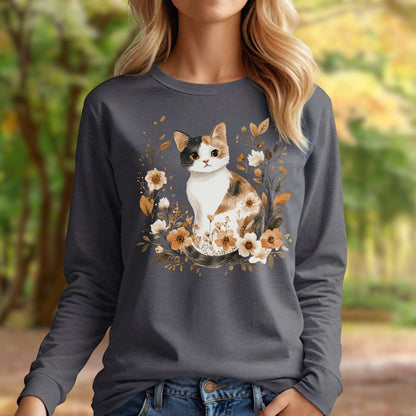 Autumn Calico Cat Long Sleeve Tee