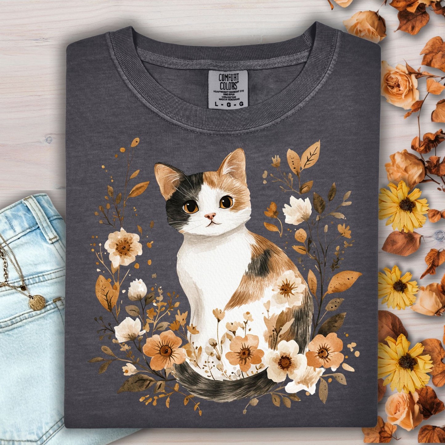 Autumn Calico Cat T-Shirt