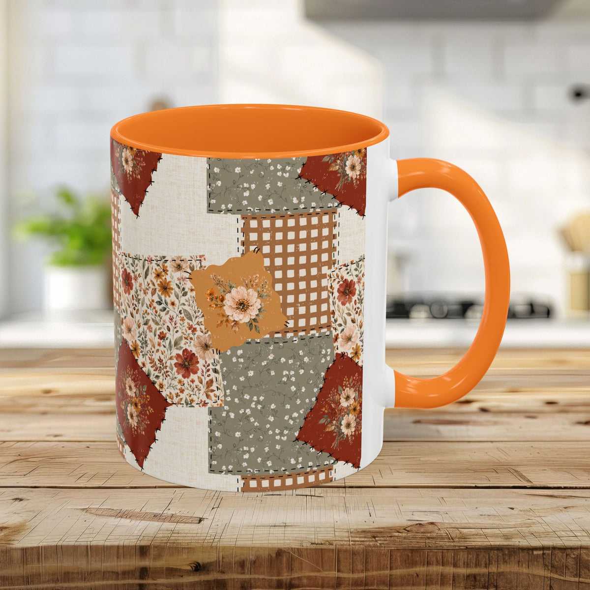 Autumn Country Plaid Patchwork Mug (11/15oz)
