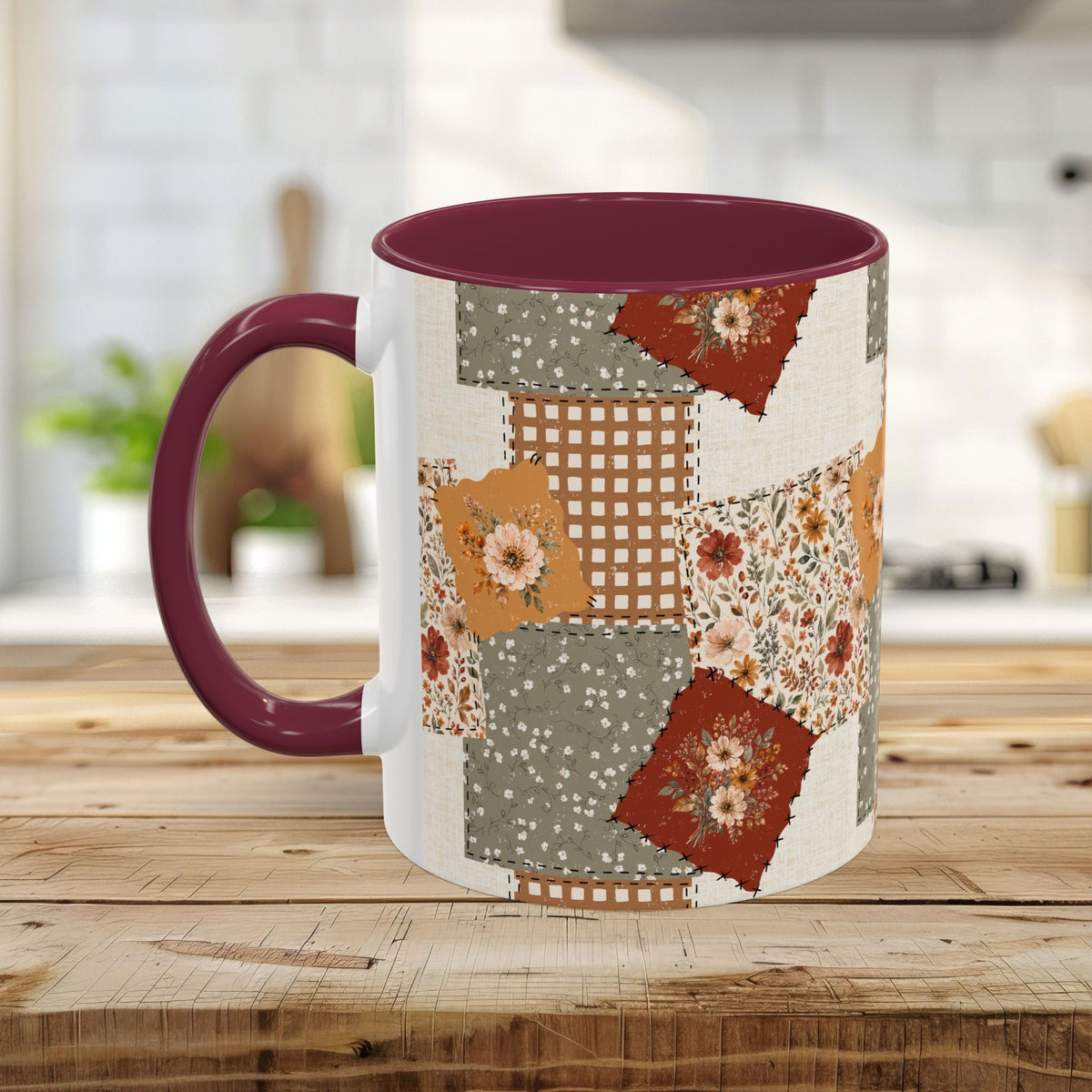 Autumn Country Plaid Patchwork Mug (11/15oz)