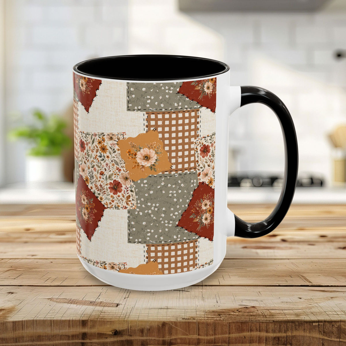 Autumn Country Plaid Patchwork Mug (11/15oz)