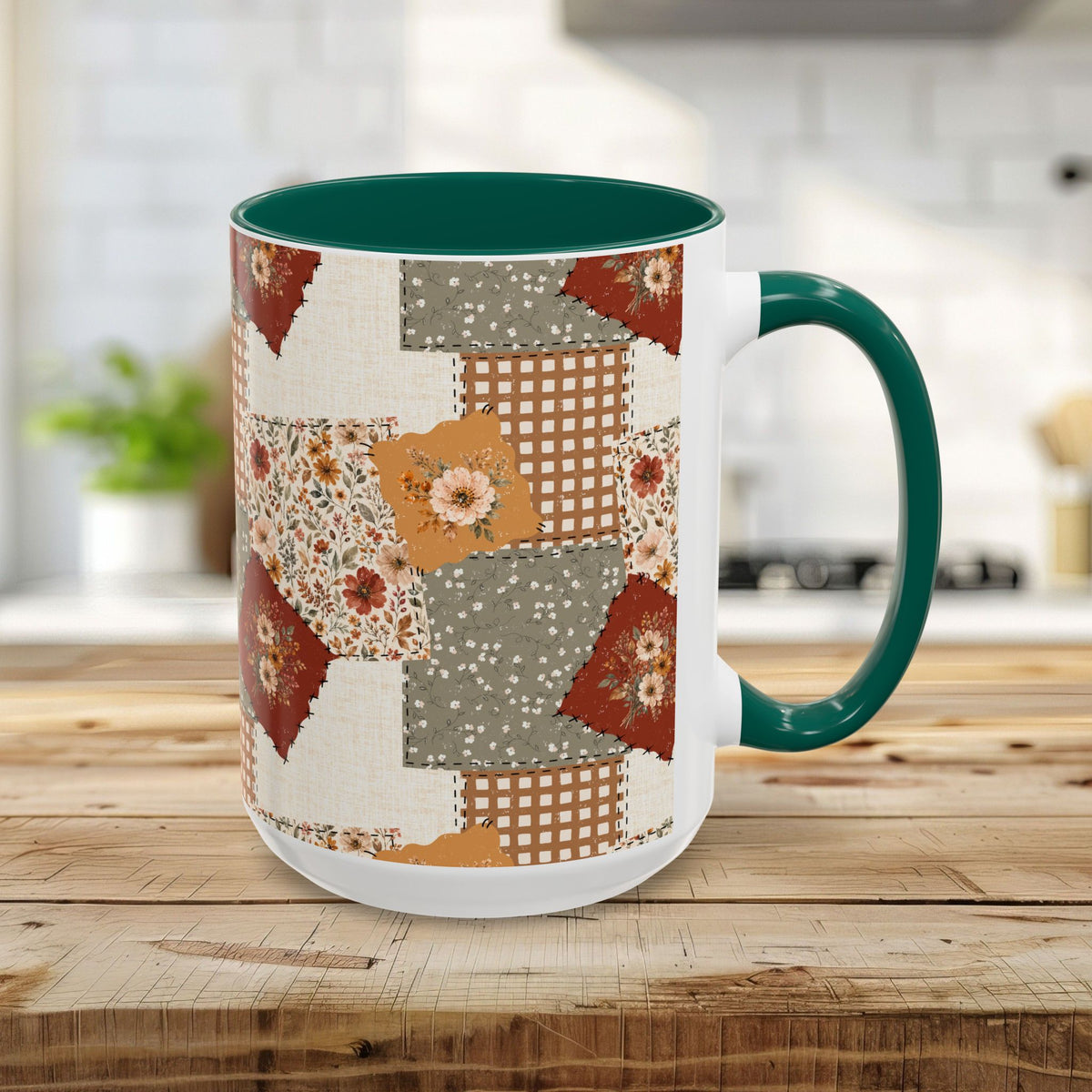 Autumn Country Plaid Patchwork Mug (11/15oz)