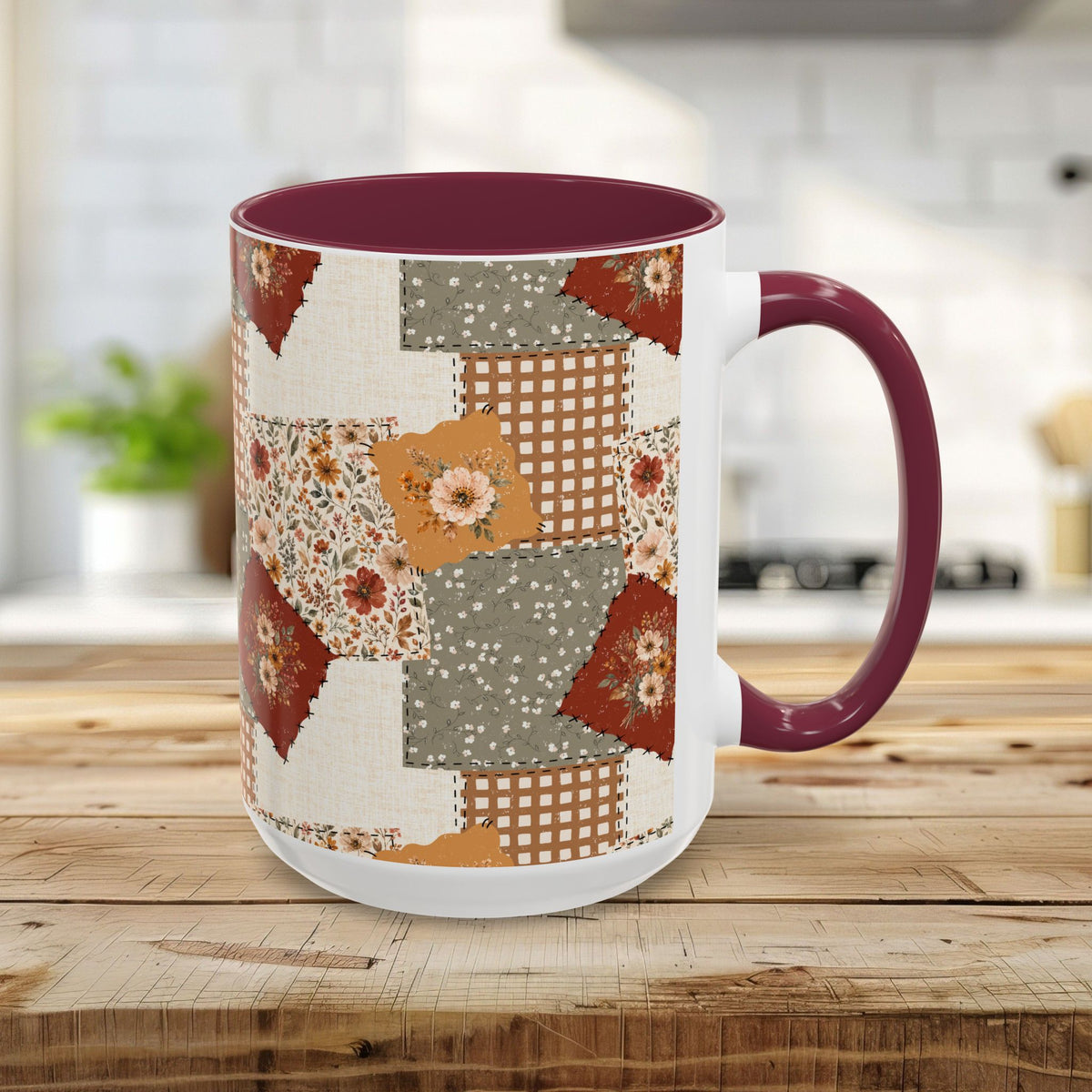 Autumn Country Plaid Patchwork Mug (11/15oz)