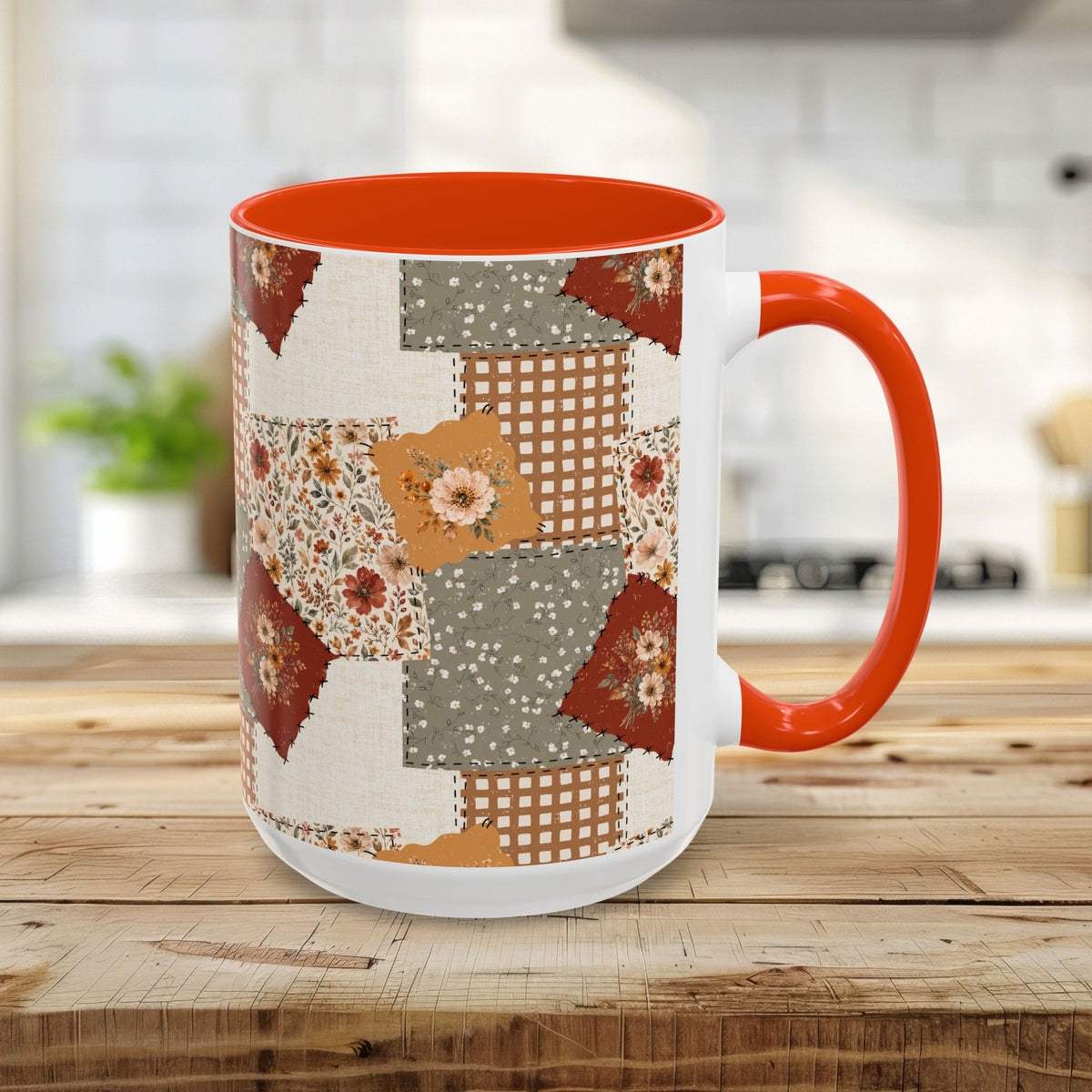 Autumn Country Plaid Patchwork Mug (11/15oz)