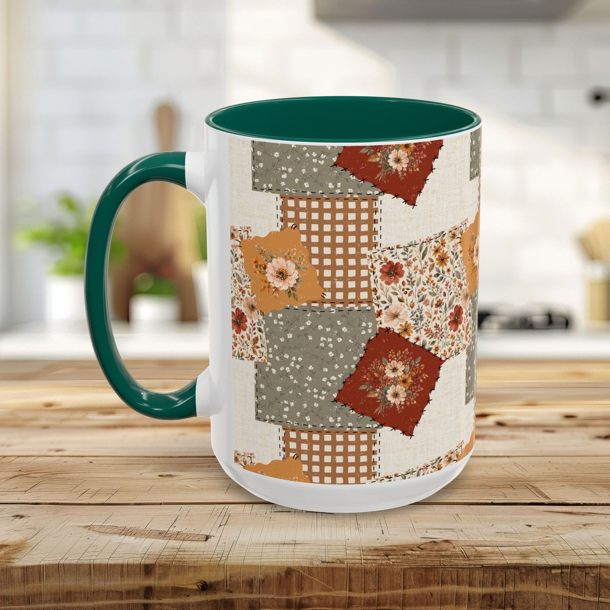 Autumn Country Plaid Patchwork Mug (11/15oz)