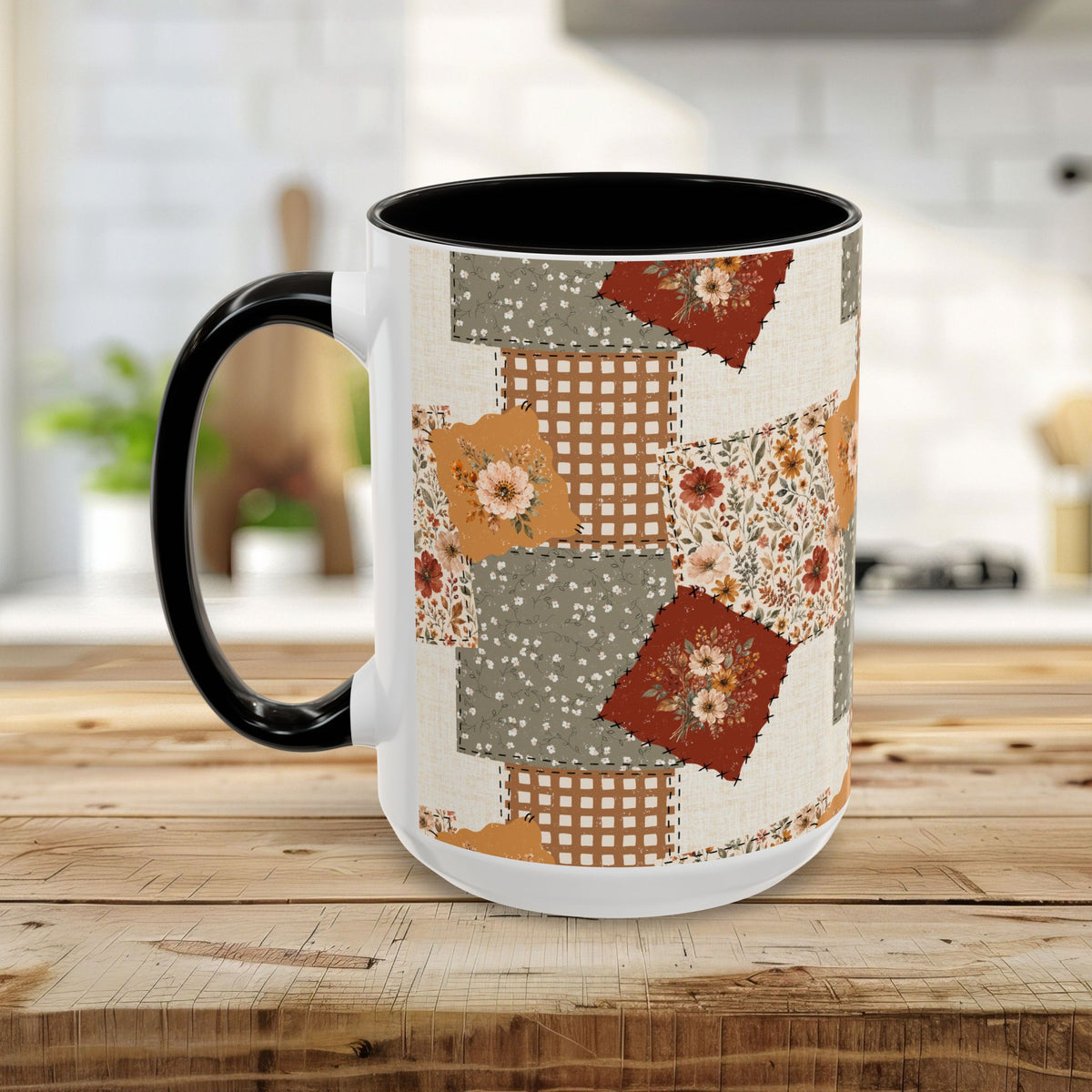 Autumn Country Plaid Patchwork Mug (11/15oz)