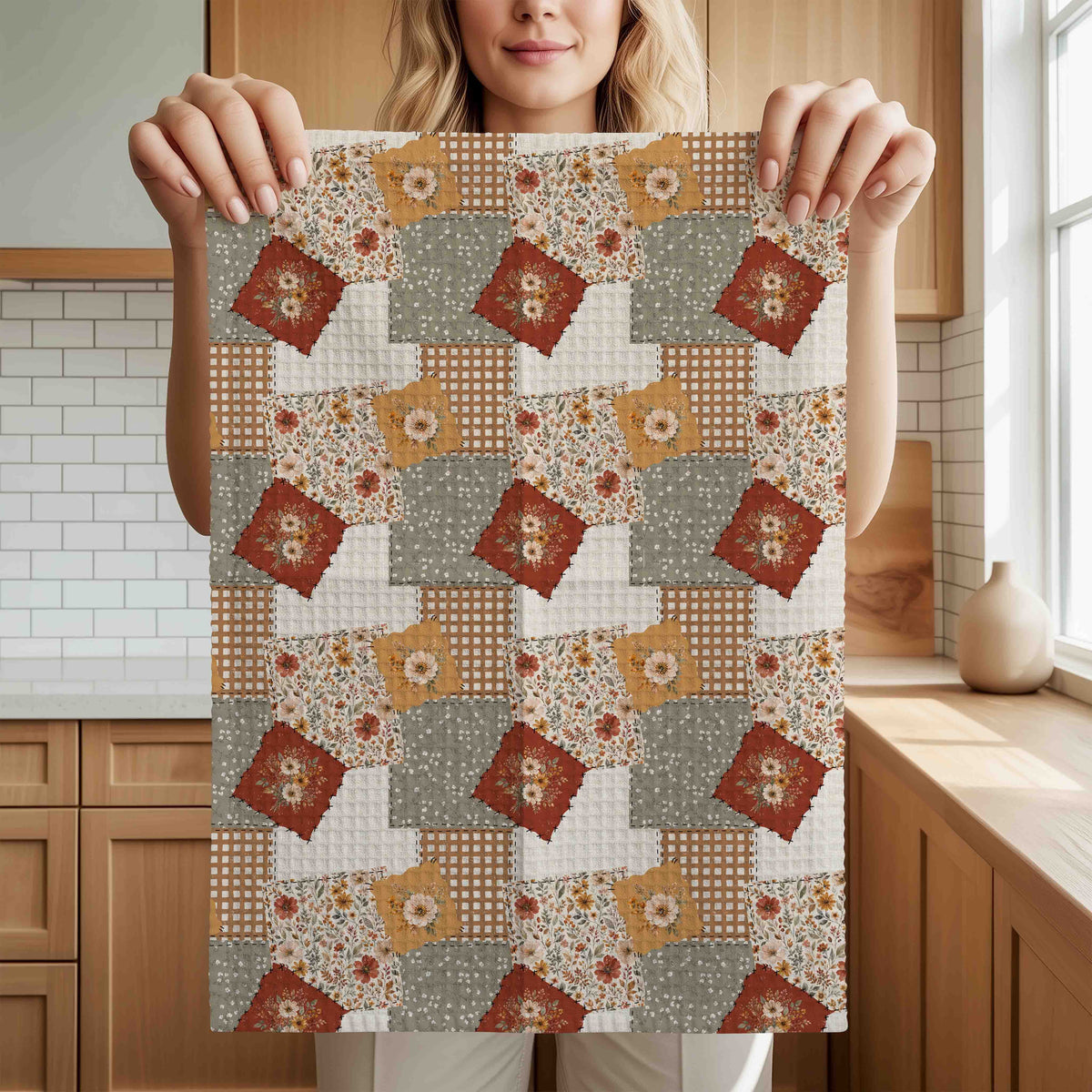 Autumn Country Plaid Patchwork Tea Towel