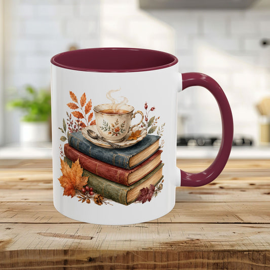 Autumn Cozy Books & Teacup Mug (11/15oz)