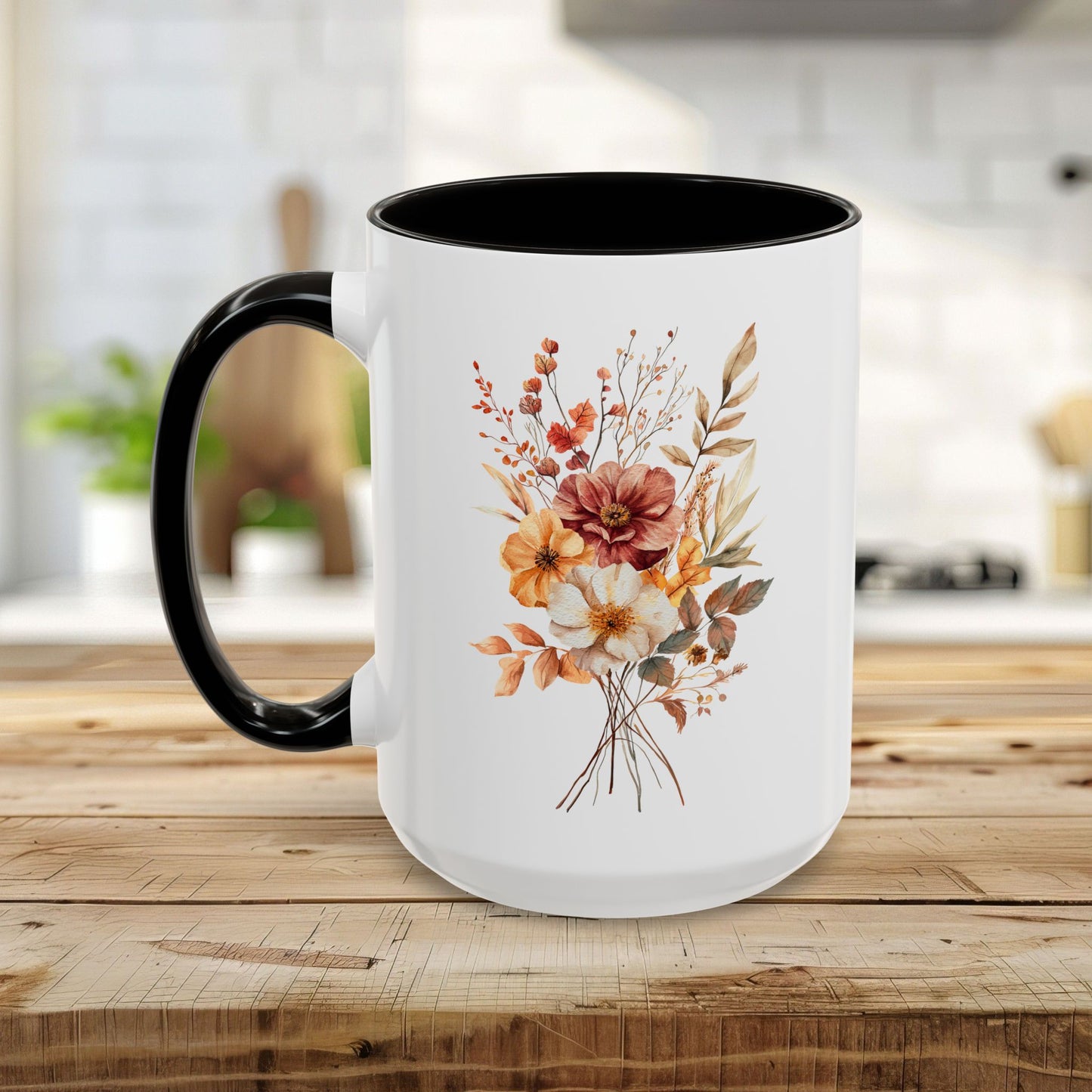 Autumn Dahlia Watercolor Bouquet Mug (11/15oz)