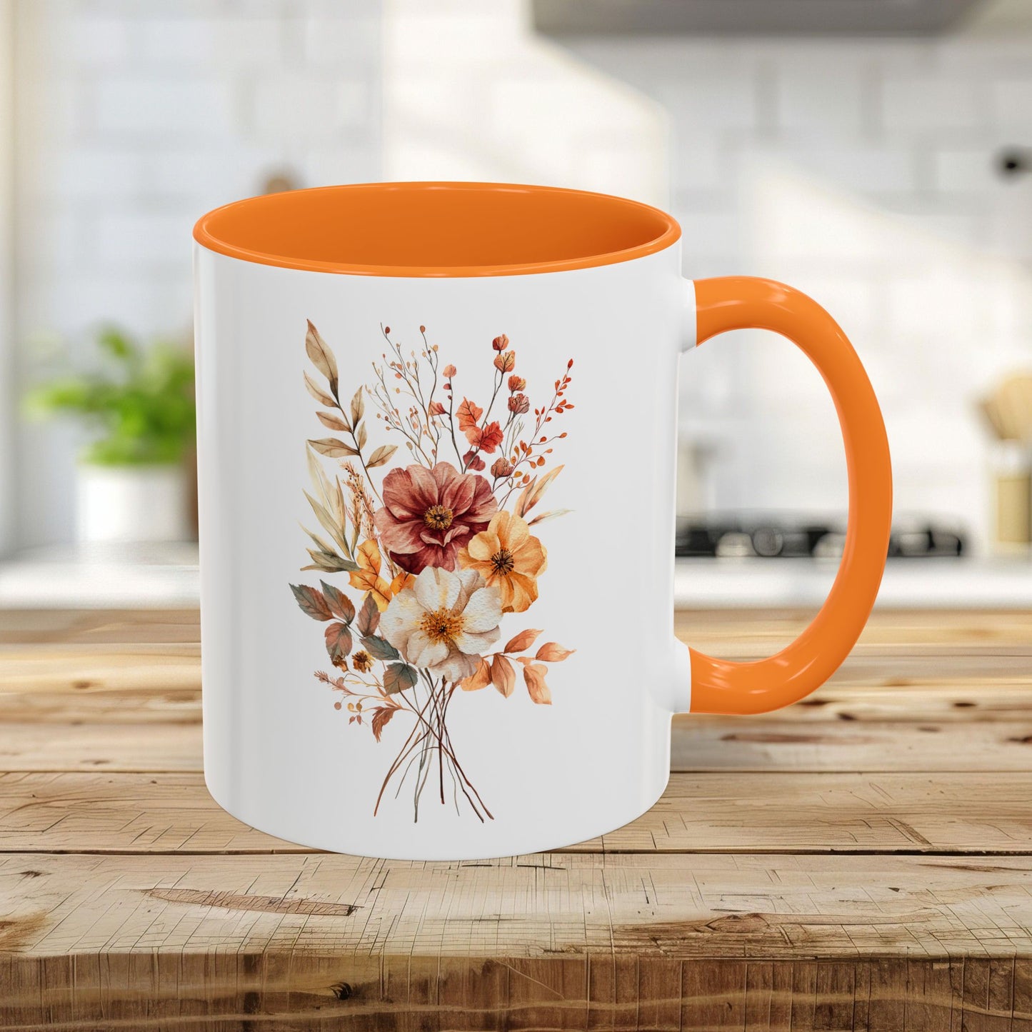 Autumn Dahlia Watercolor Bouquet Mug (11/15oz)