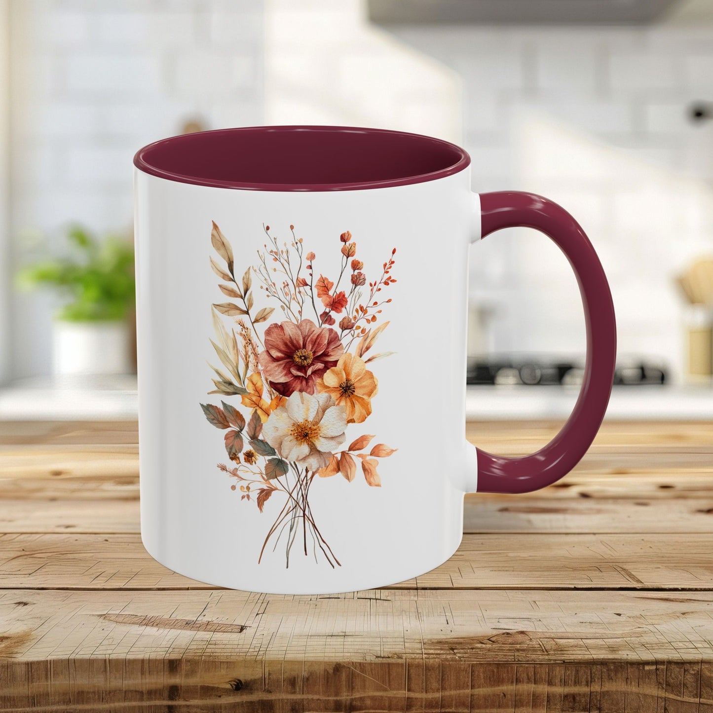 Autumn Dahlia Watercolor Bouquet Mug (11/15oz)