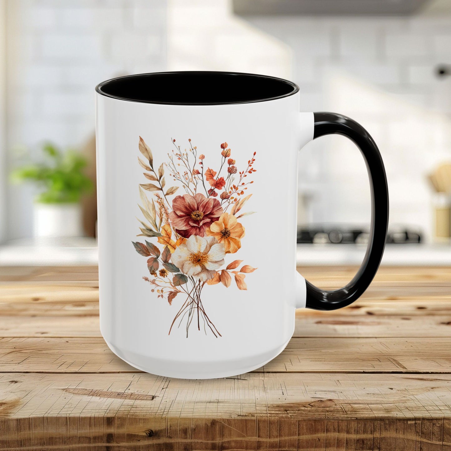 Autumn Dahlia Watercolor Bouquet Mug (11/15oz)