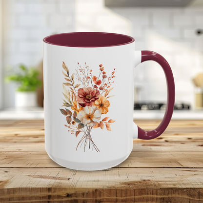 Autumn Dahlia Watercolor Bouquet Mug (11/15oz)