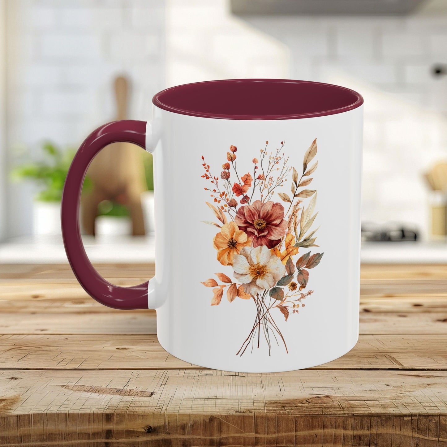 Autumn Dahlia Watercolor Bouquet Mug (11/15oz)