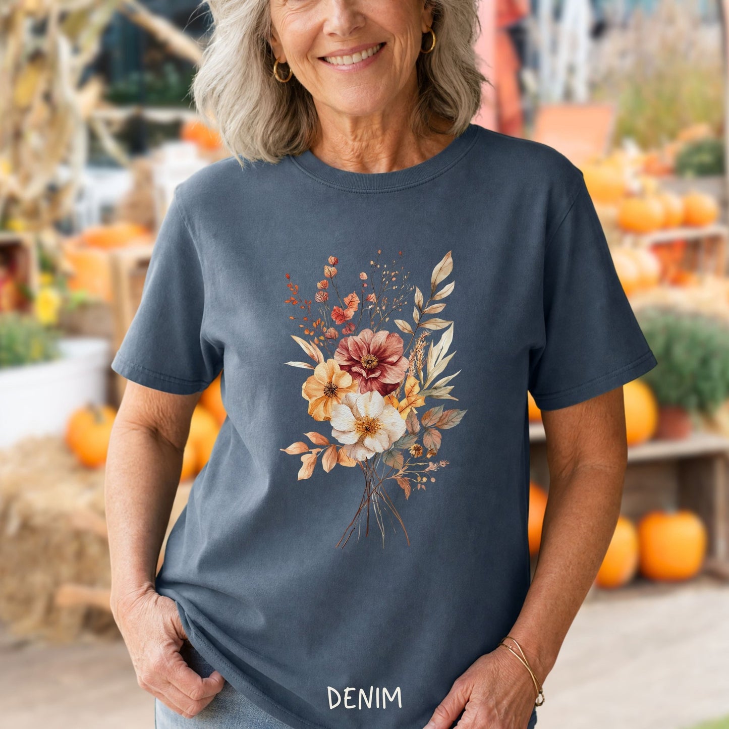 Autumn Dahlia Watercolor Bouquet T-Shirt
