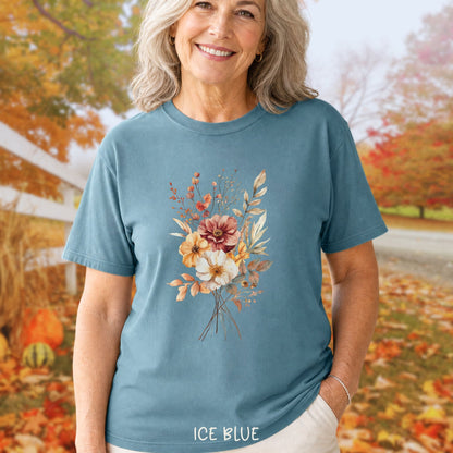 Autumn Dahlia Watercolor Bouquet T-Shirt