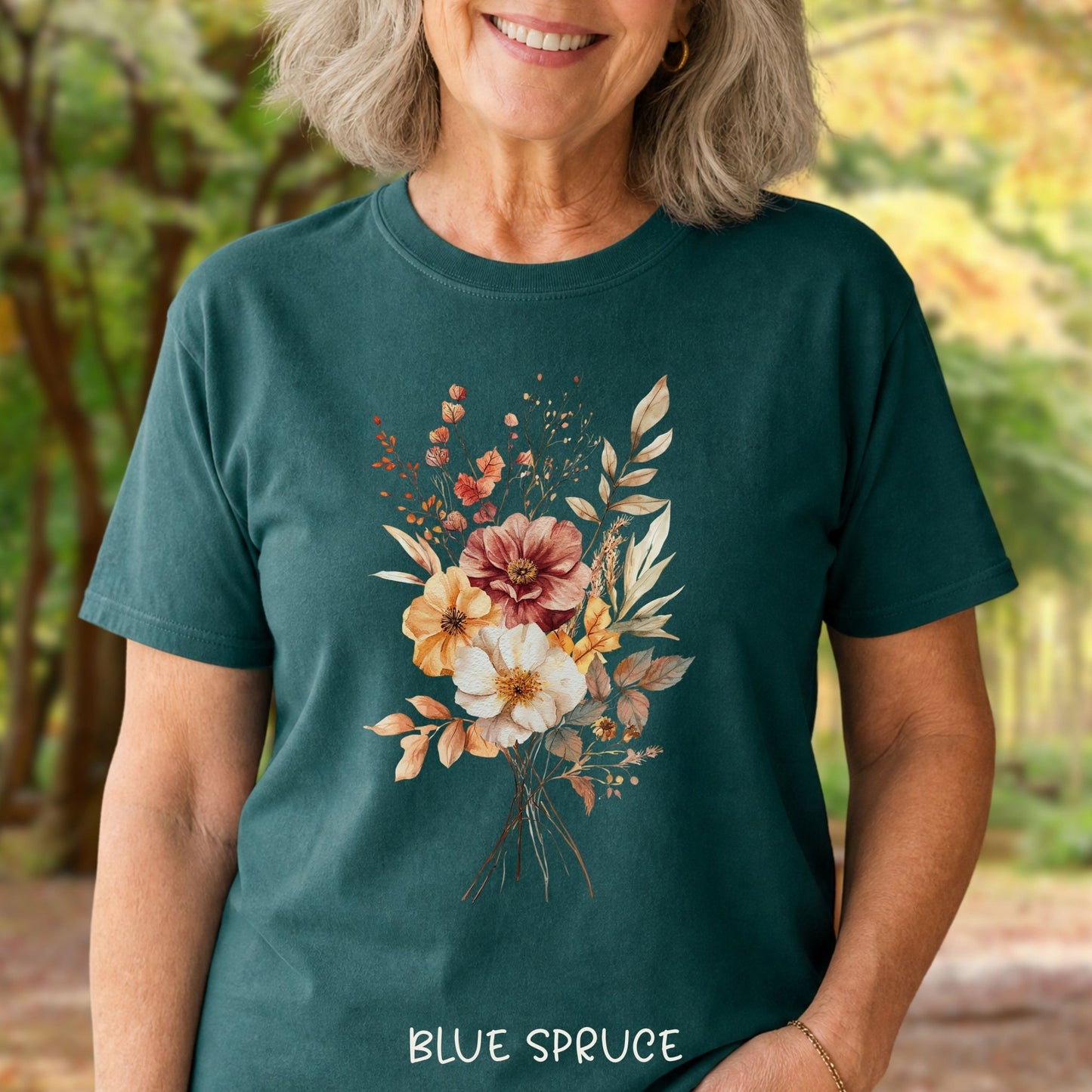Autumn Dahlia Watercolor Bouquet T-Shirt