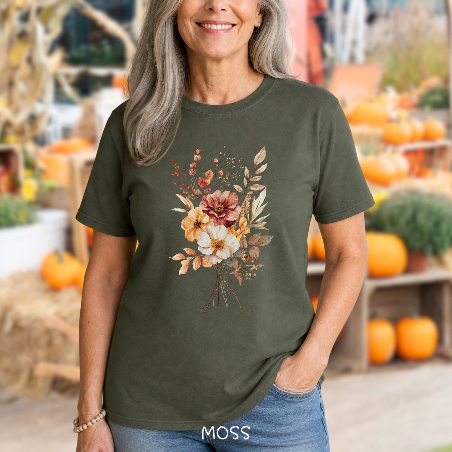 Autumn Dahlia Watercolor Bouquet T-Shirt