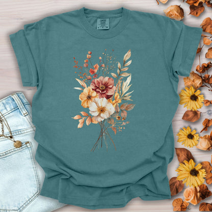 Autumn Dahlia Watercolor Bouquet T-Shirt