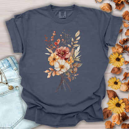 Autumn Dahlia Watercolor Bouquet T-Shirt
